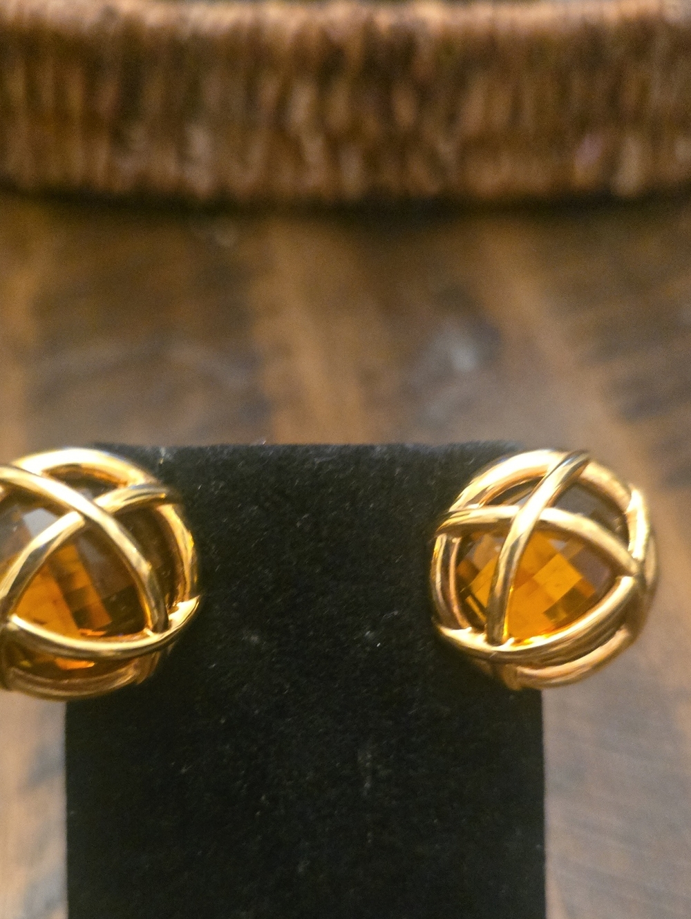 Joan Rivers Gold-Tone Amber Crystal Knot Earrings